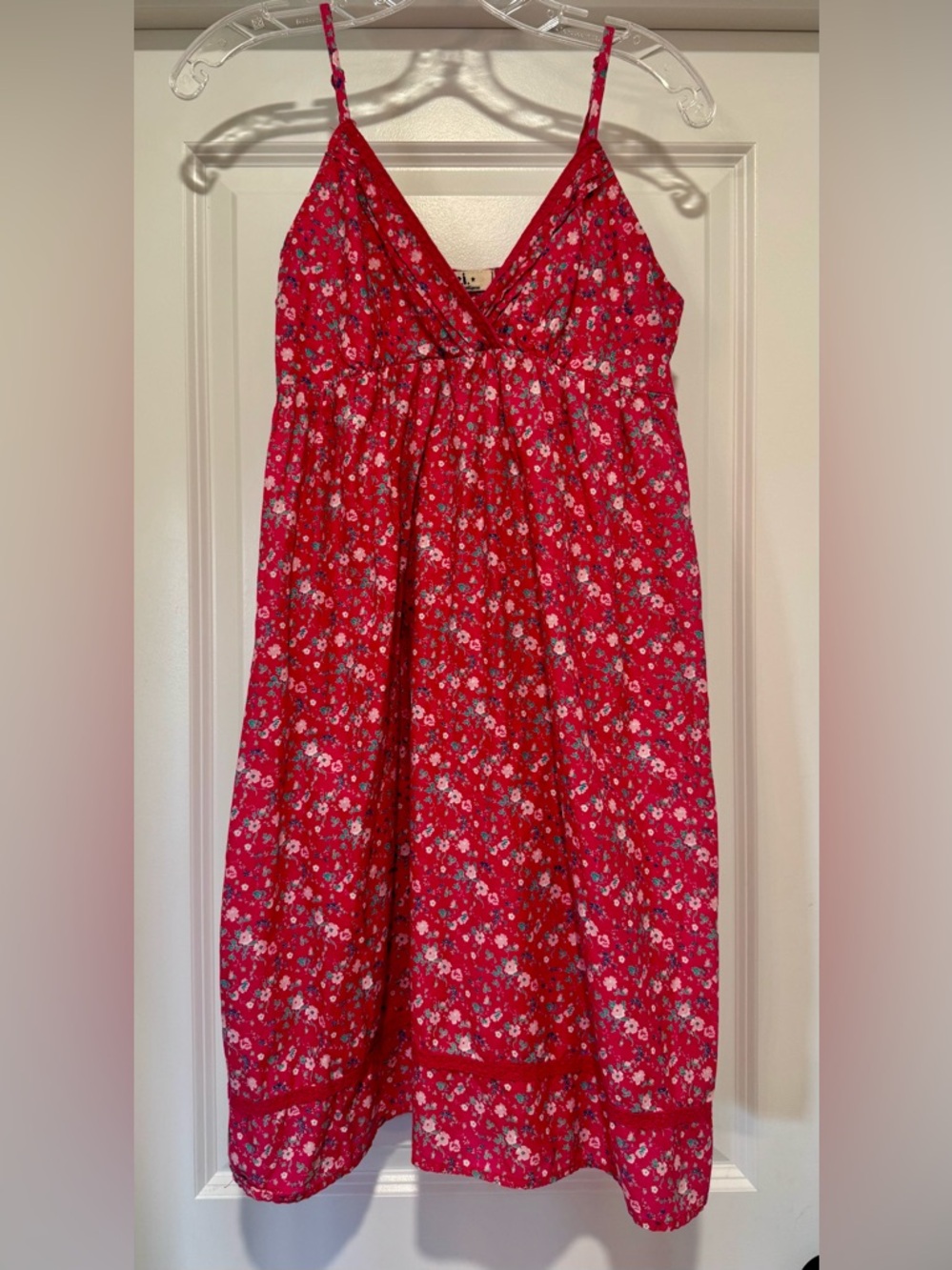 L.E.I.  Pink Cotton Floral Y2K Babydoll‎ Sundress Size XL Juniors